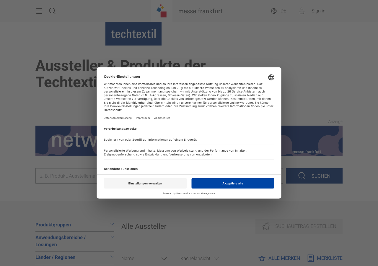 Techtextil 2026 Messe-Website
