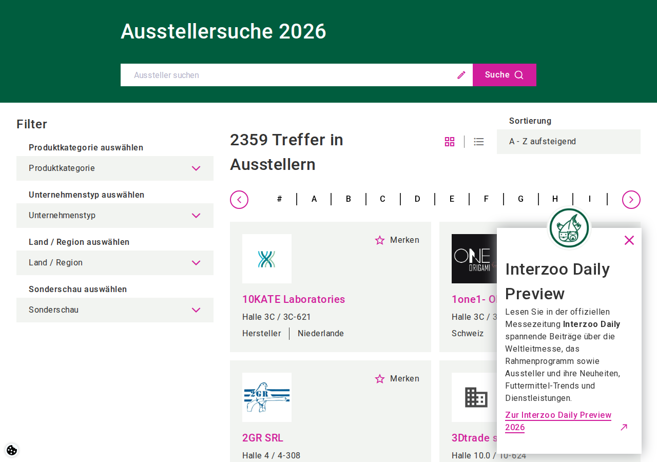 Interzoo Messe-Website